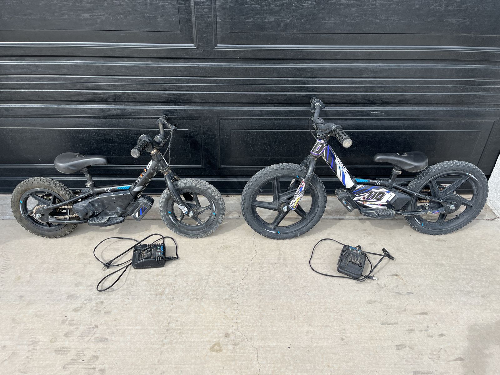 2 STACYC Electric Balance Bikes (12” + 16”) – One Runs, One Needs Work