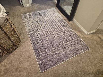 Purple & White Area Rug - Modern Abstract Design