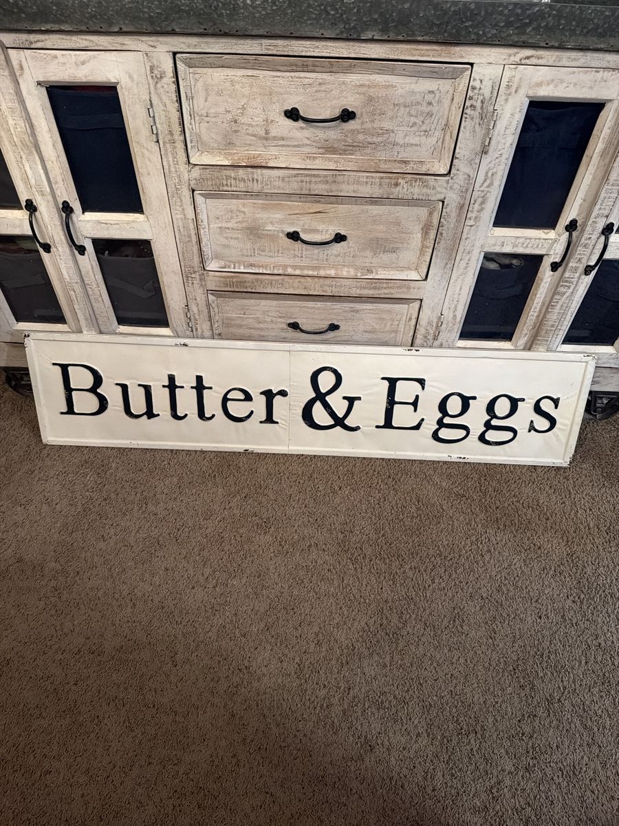Butter & Eggs Metal Wall Sign Farmhouse Decor