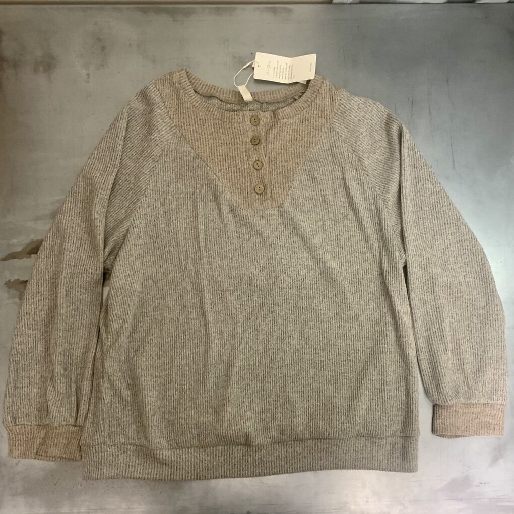 XL Evaless Slouchy Waffle Knit Sweater Stone Beige