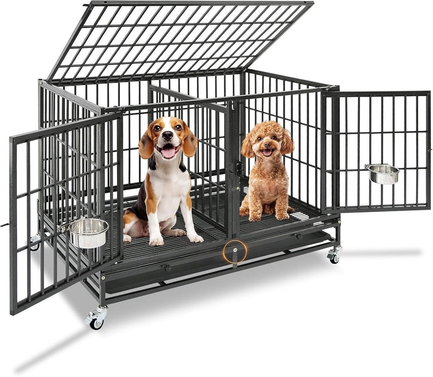 Homey Pet Heavy Duty Pet Crate w/Divider 43x26in