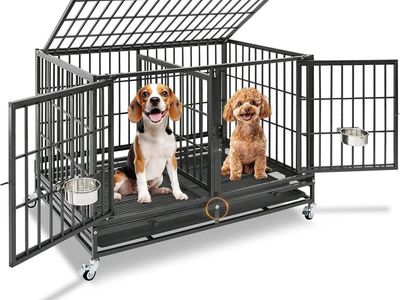 Homey Pet Heavy Duty Pet Crate w/Divider 43x26in