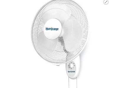 New Hurricane 16" Supreme Oscillating Wall Mount Fan, Quiet Corded Electric Air Cooling Unit