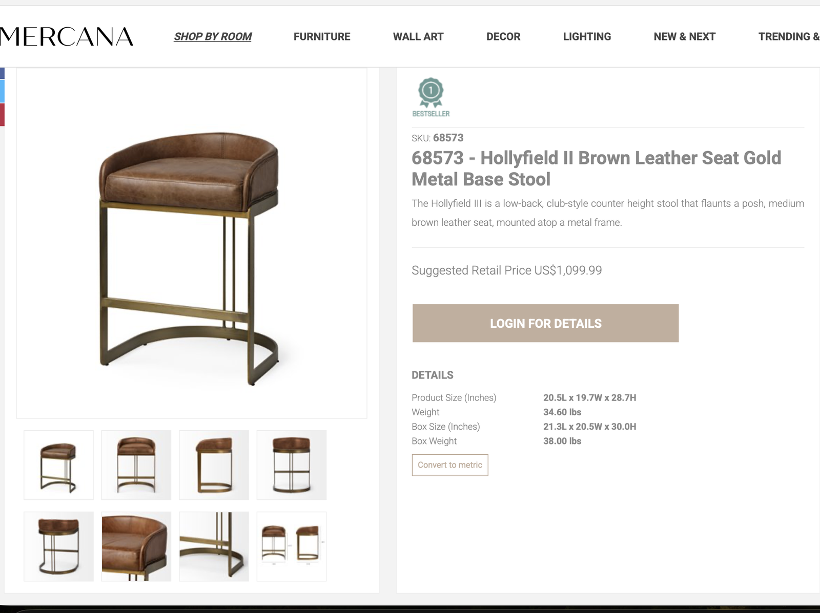 Mercana Holyfield Brown Leather Chair