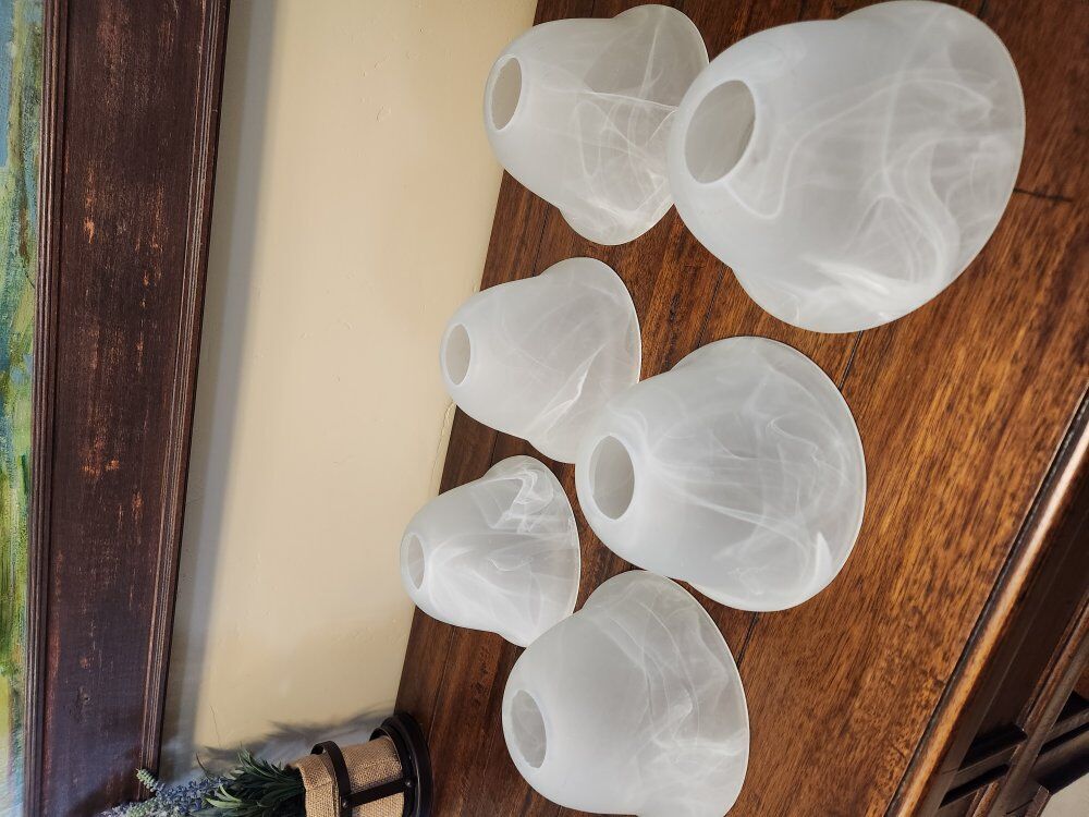 Set of 6 Bell Shaped Frosted Swirl Glass Shade