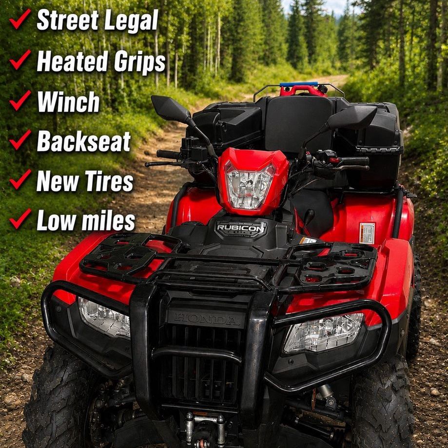 2020 Honda Rubicon TRX520 FA6 - Street Legal, Heated Grips, Winch, Backseat, New Tires, Low Miles