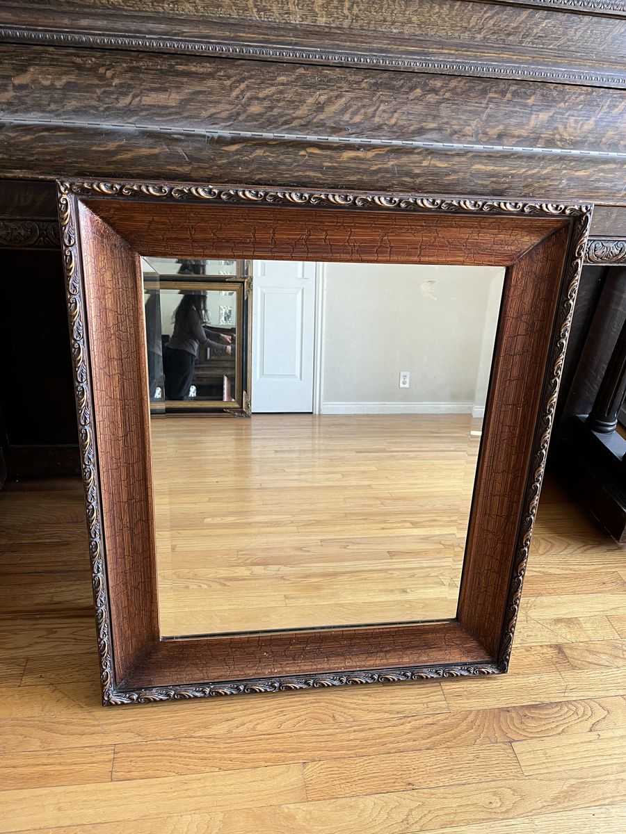 2 Large ornate wood framed mirrors