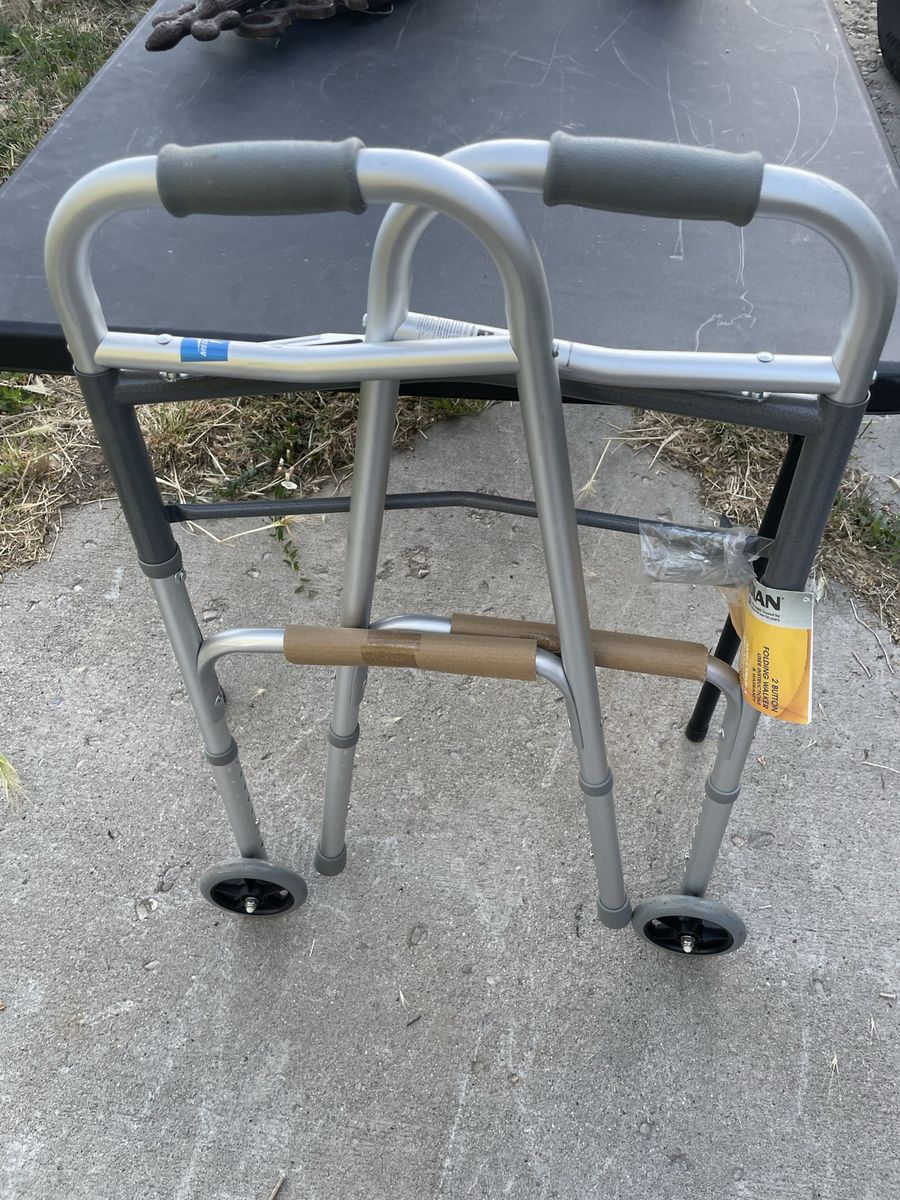 Guardian 2-Button Folding Walker with Wheels