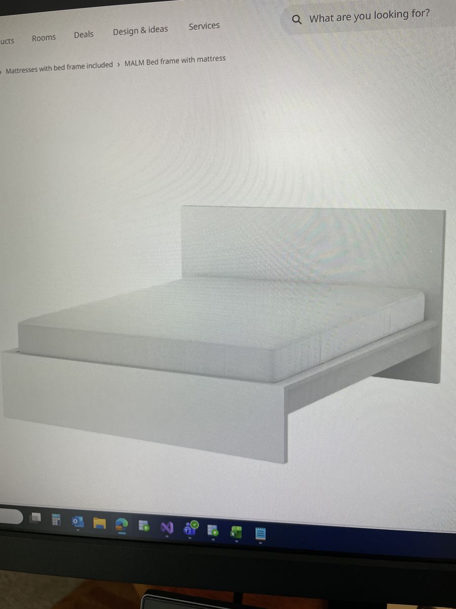 IKea White Malm Bed With Full Mattress