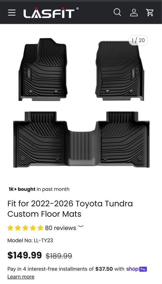 2022-2026 Toyota Tundra Custom Floor Mats