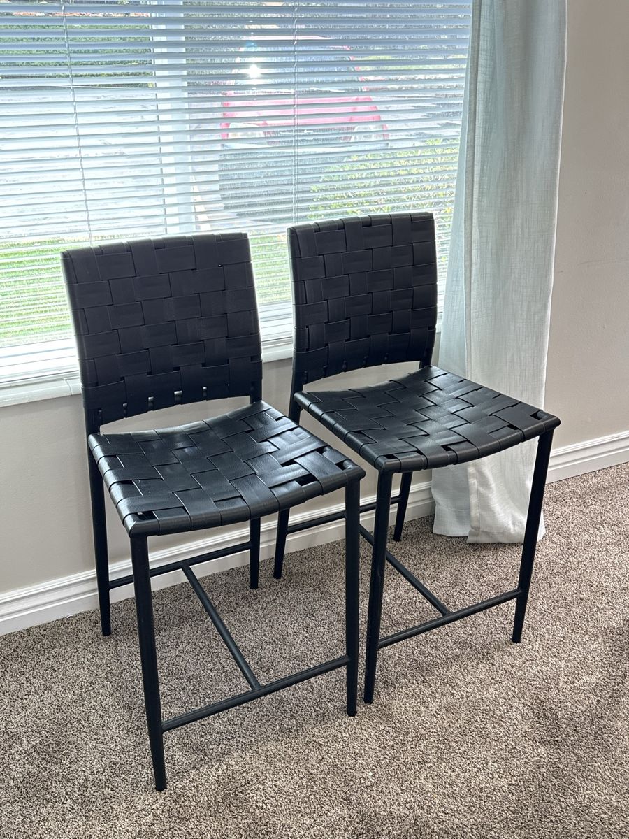 Safavieh Black Leather Woven Barstools