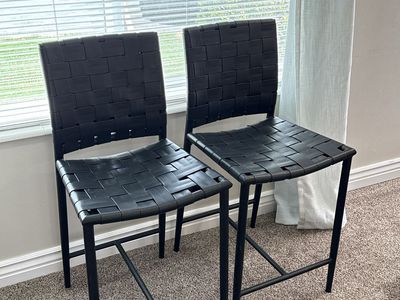 Safavieh Black Leather Woven Barstools