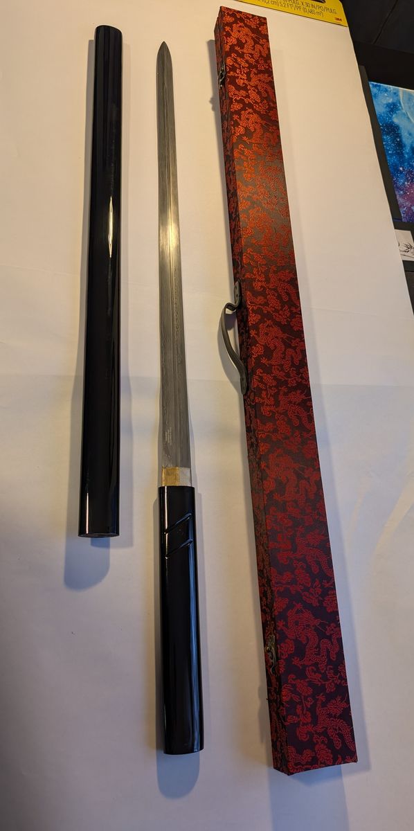 Damascus Double-Edged Sword with Case