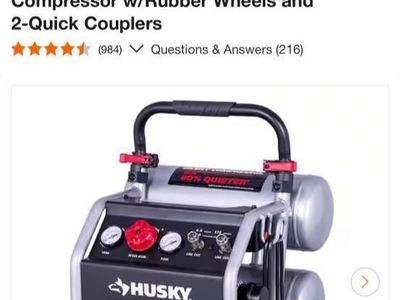 Husky 4.5 gallon 175 psi portable air compressor.