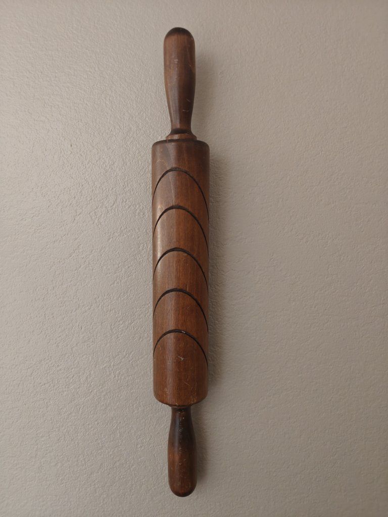 Vintage recipe card holder rolling pin 18"
