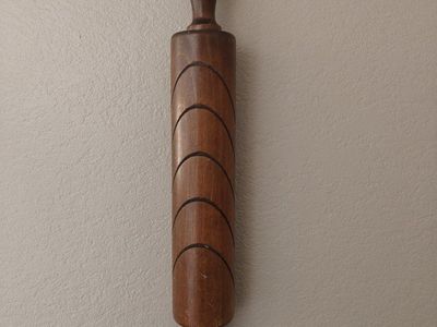 Vintage recipe card holder rolling pin 18"