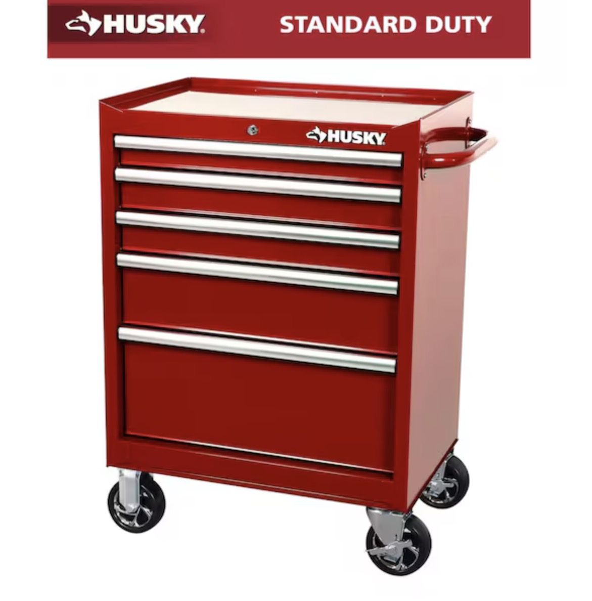 Husky Standard-Duty 27 in. W x 18 in. D 5-Drawer Red Rolling Tool Cabinet