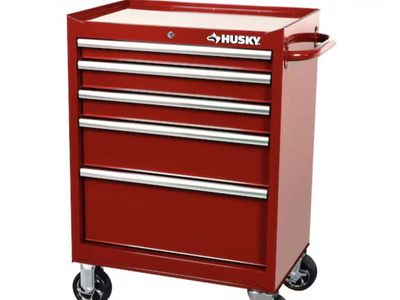 Husky Standard-Duty 27 in. W x 18 in. D 5-Drawer Red Rolling Tool Cabinet