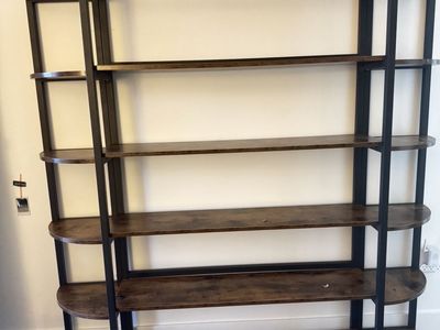 Large Industrial Style Bookshelf 6-Tier Metal & Wood Bookcase Storage Shelf