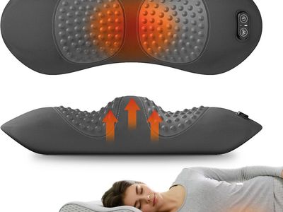 NEW 3-in-1 Electric Lumbar Support Pillow with Heat, Vibration and Traction, Triple Fusion Back Massager for Bed or Chair