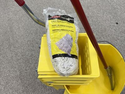 Rubbermaid Commercial Yellow WaveBrake Mop Bucket & Wringer Combo w/ Mop Head