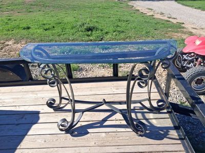 free metal table with glass top