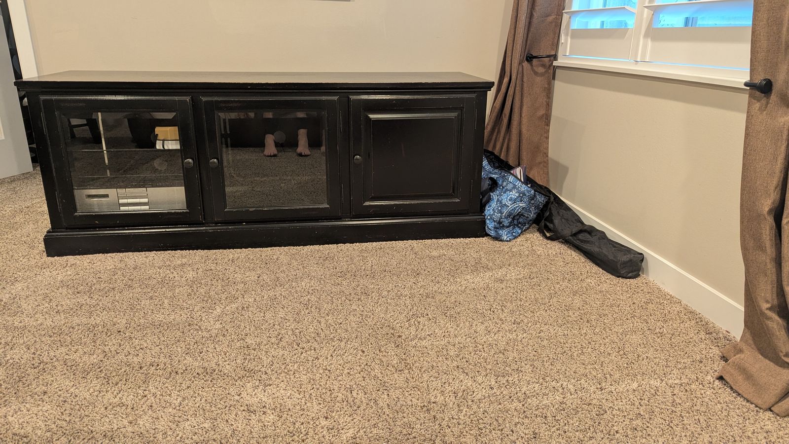 Wood console with storage