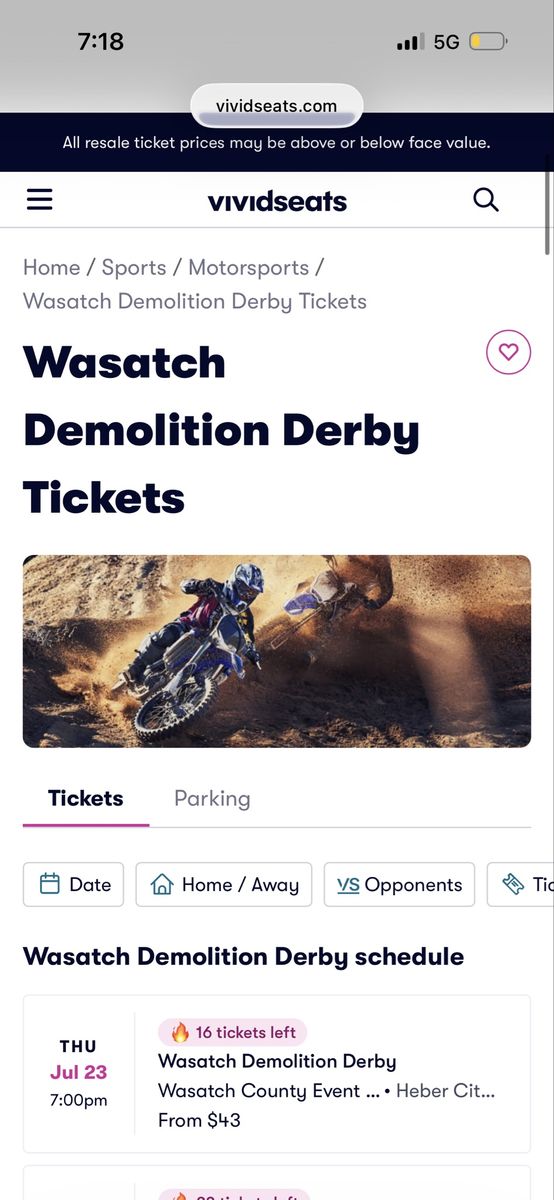 Wasatch Demolition Derby Tickets- July 23, 2026