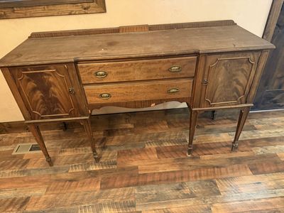 vintage wooden buffet/sideboard with claw-style tapered legs