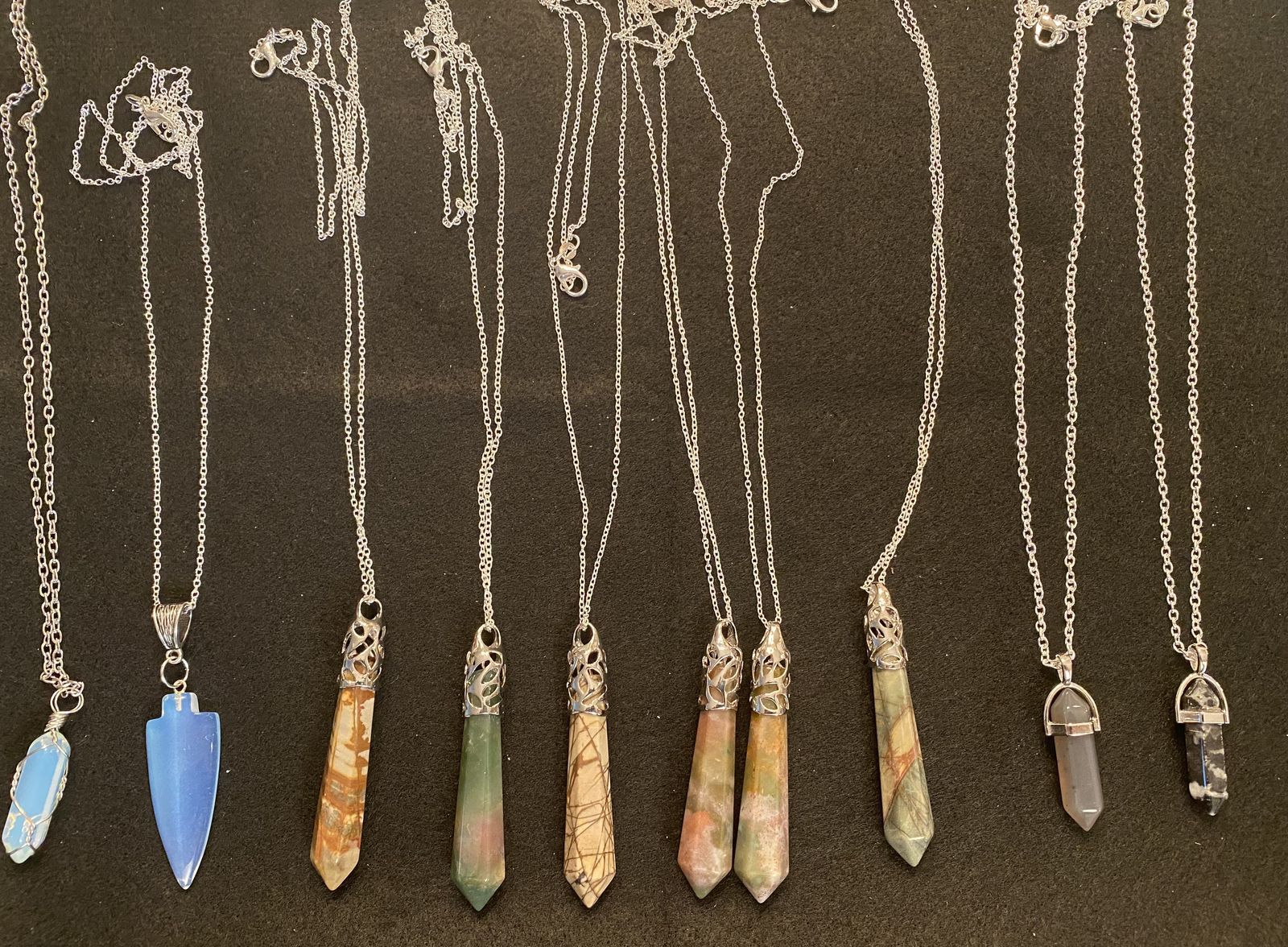 NEW! Crystal & Gemstone Pendant Necklaces Silver Plated Chains - $10-$17 - C ALL PHOTOS 