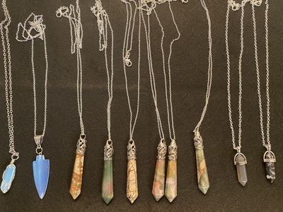 NEW! Crystal & Gemstone Pendant Necklaces Silver Plated Chains - $10-$17 - C ALL PHOTOS