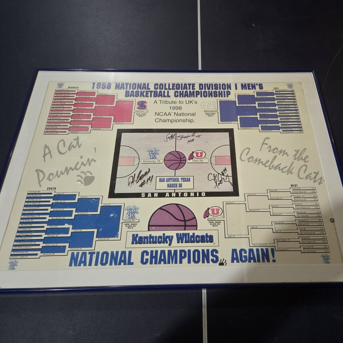 1998 ncaa b ball tournament signed bracket UTES!
