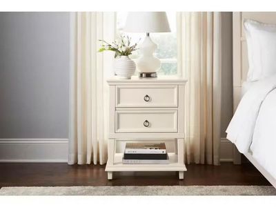 GRANTLEY Ivory Wood 2-Drawer Nightstand