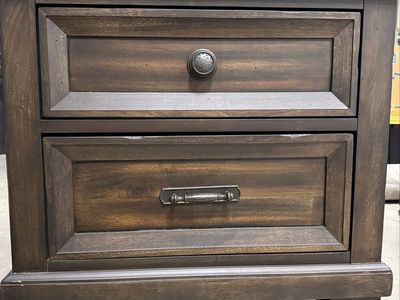 Rustic Dark Wood 2-Drawer Nightstand