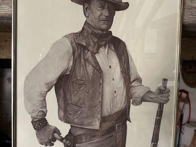 Framed John Wayne Vintage Poster Cowboy Movie pinup 1970s Chaplan