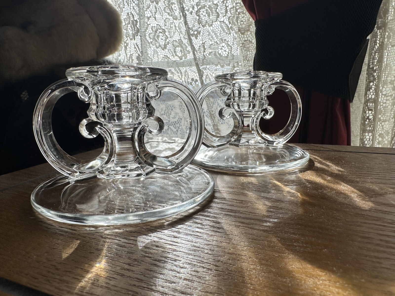 Vintage Art Deco Smith Glass Candlestick Pair