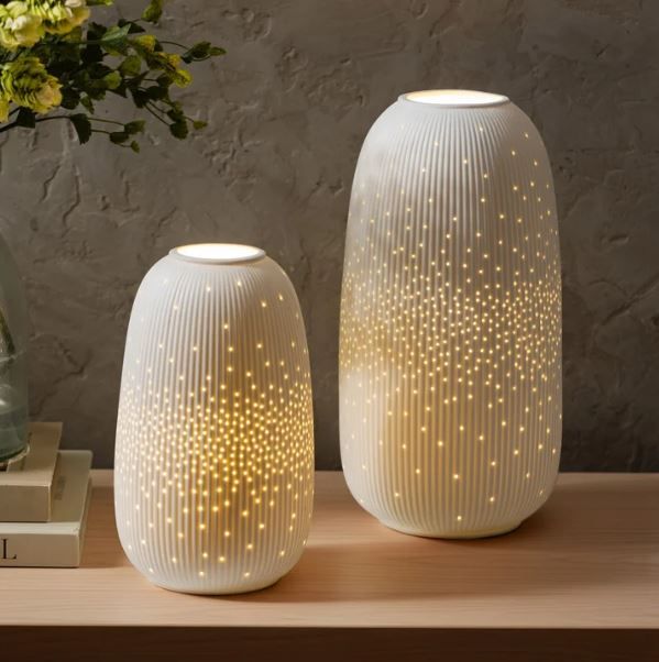 Evergreen LED Porcelain Lantern, Set of 2 #105803
