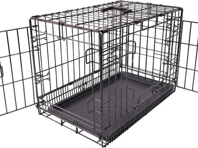 New Amazon Basics 22" Double-Door Dog Crate with Tray & Divider