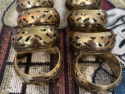 Brass Vintage Cutout Napkin Rings - Set of 8