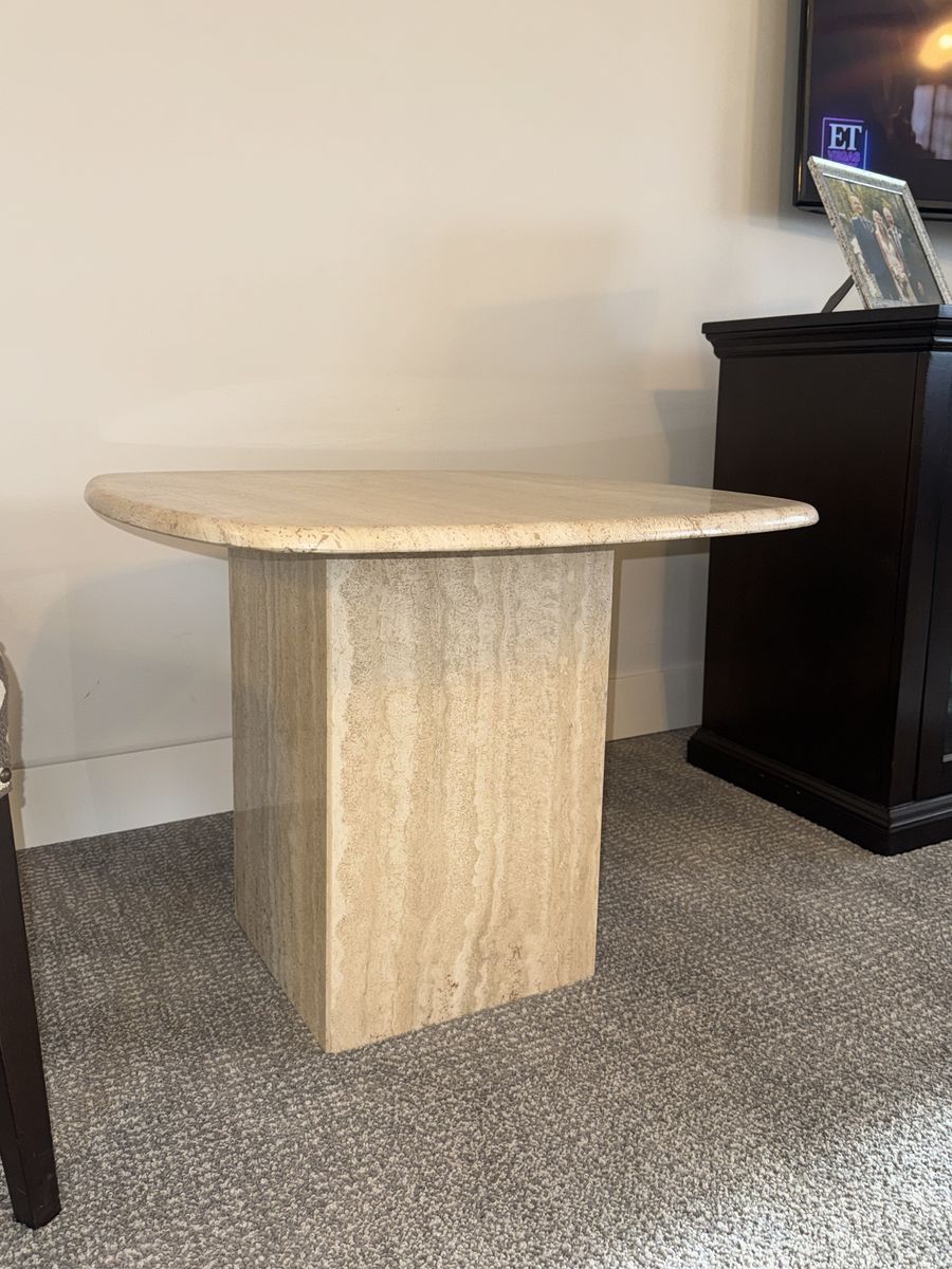 Custom One‑of‑a‑Kind Marble/Travertine Tables — Hand‑Cut in Moab for La Caille