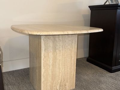Custom One‑of‑a‑Kind Marble/Travertine Tables — Hand‑Cut in Moab for La Caille
