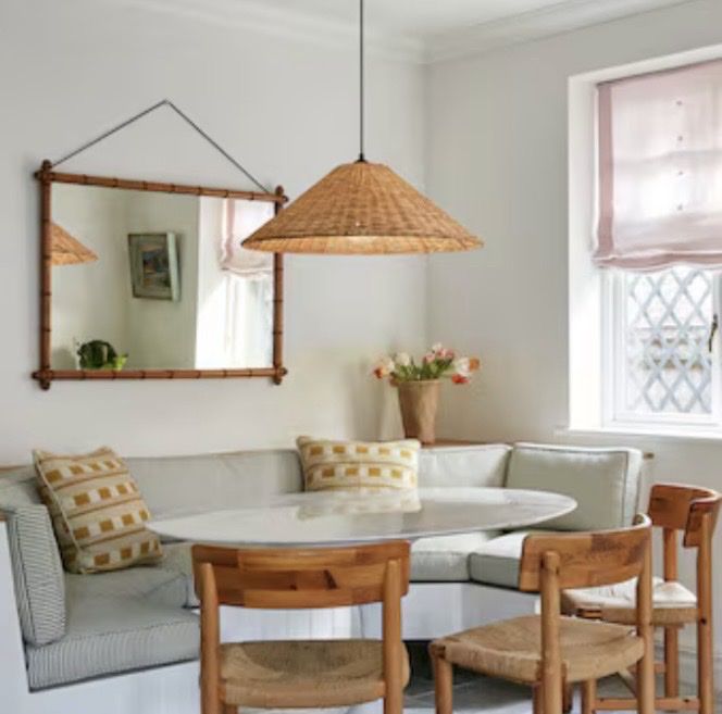 NEW! Large Natural Rattan Shade 23.62 in. 1-Light Brown Pendant Light