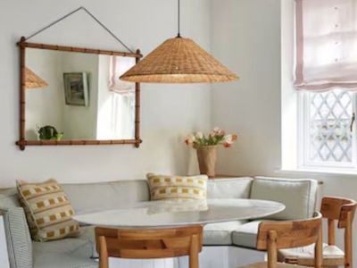 NEW! Large Natural Rattan Shade 23.62 in. 1-Light Brown Pendant Light