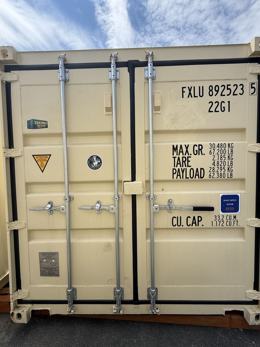 20-Foot Beige Double-Door Shipping Container ONE TRIP