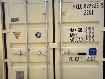 20-Foot Beige Double-Door Shipping Container ONE TRIP