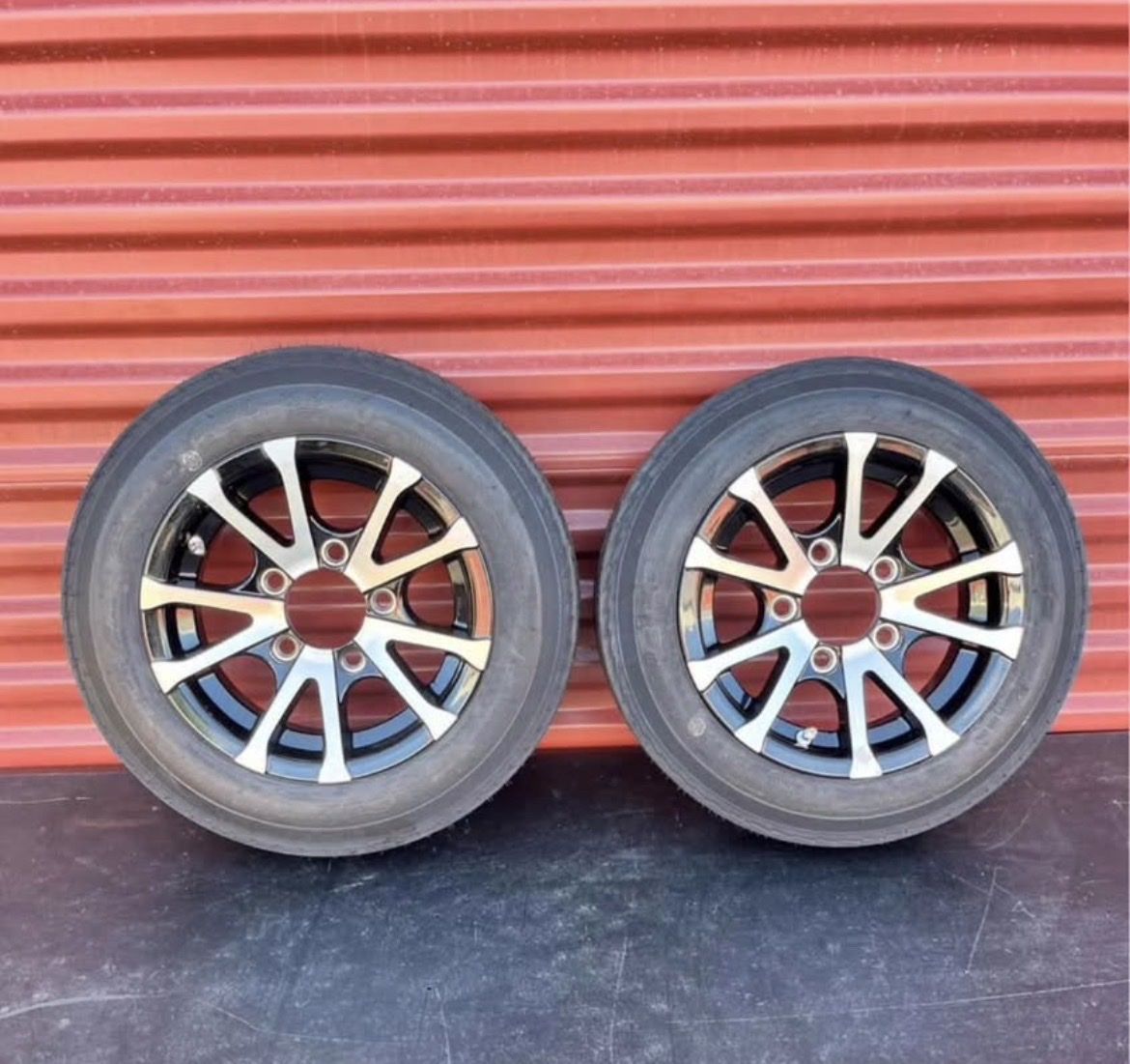 New Set ST 4.80-12 Trailer Tires Mounted on New Polished Aluminum Wheels