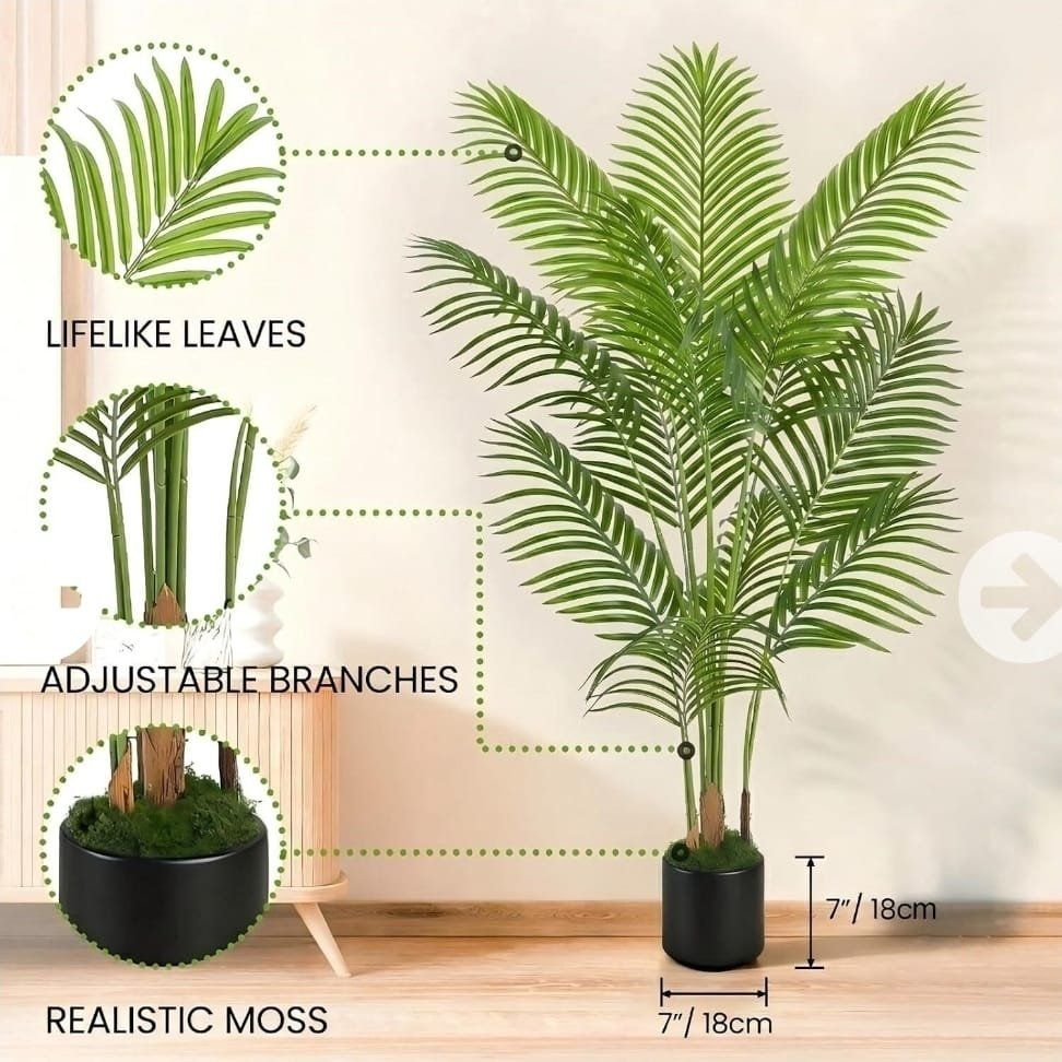 5FT Artificial Areca Palm Tree with Black Planter #549