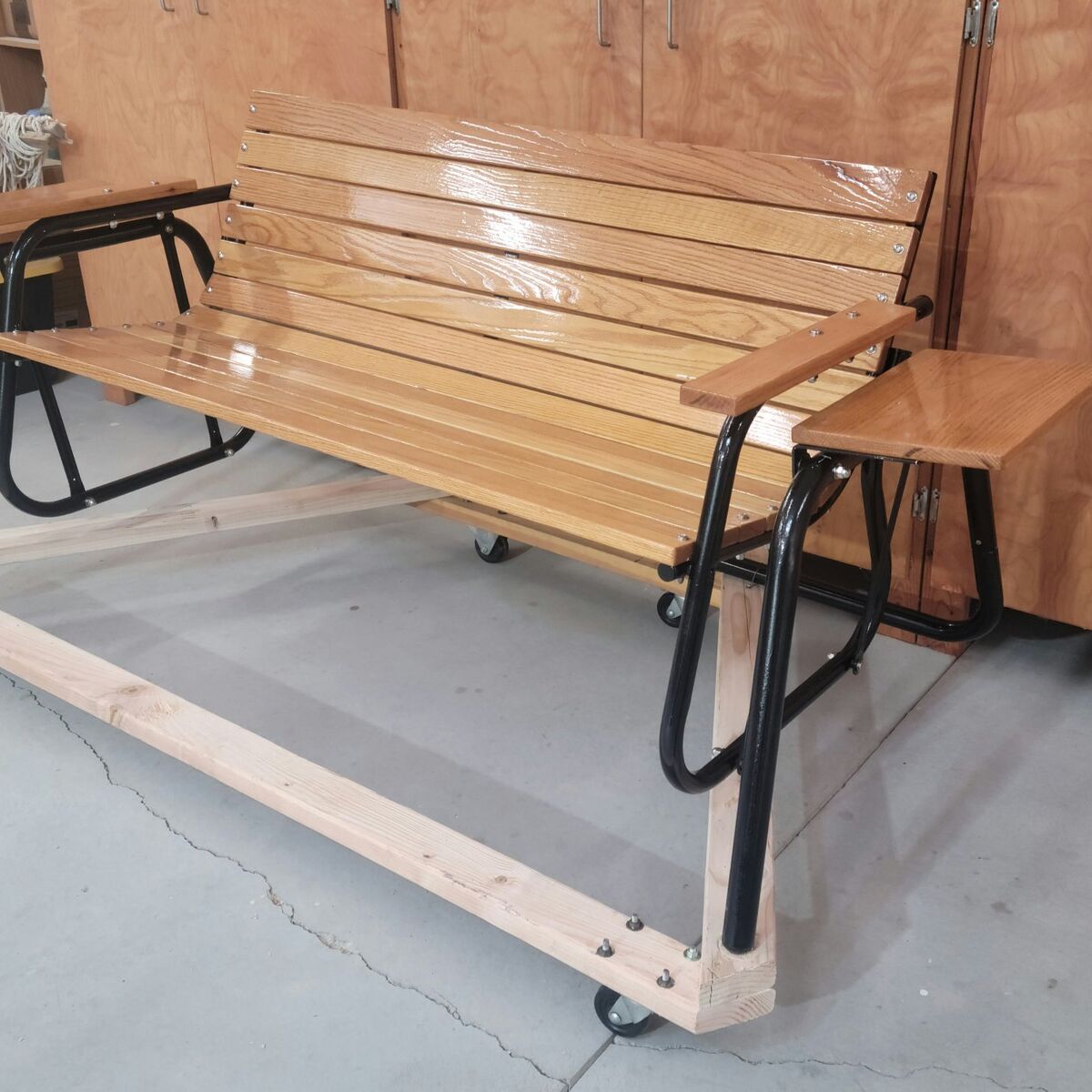 Beautiful Oak Glider Bench