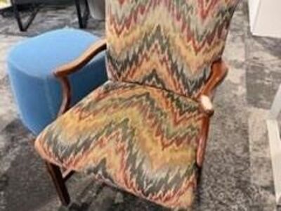 Vintage Flame Stitch Victorian Arm Chairs