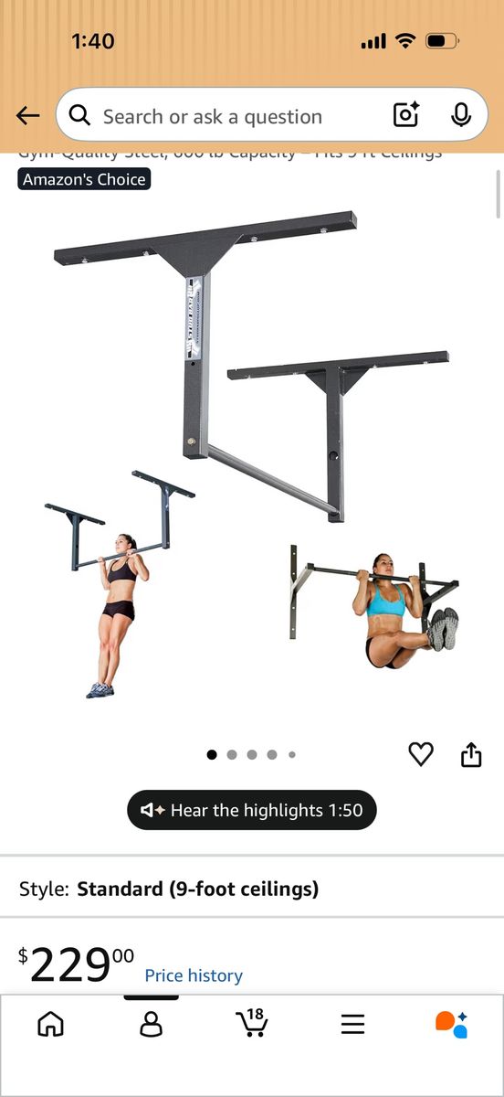 Pull up bar for 9ft ceiling
